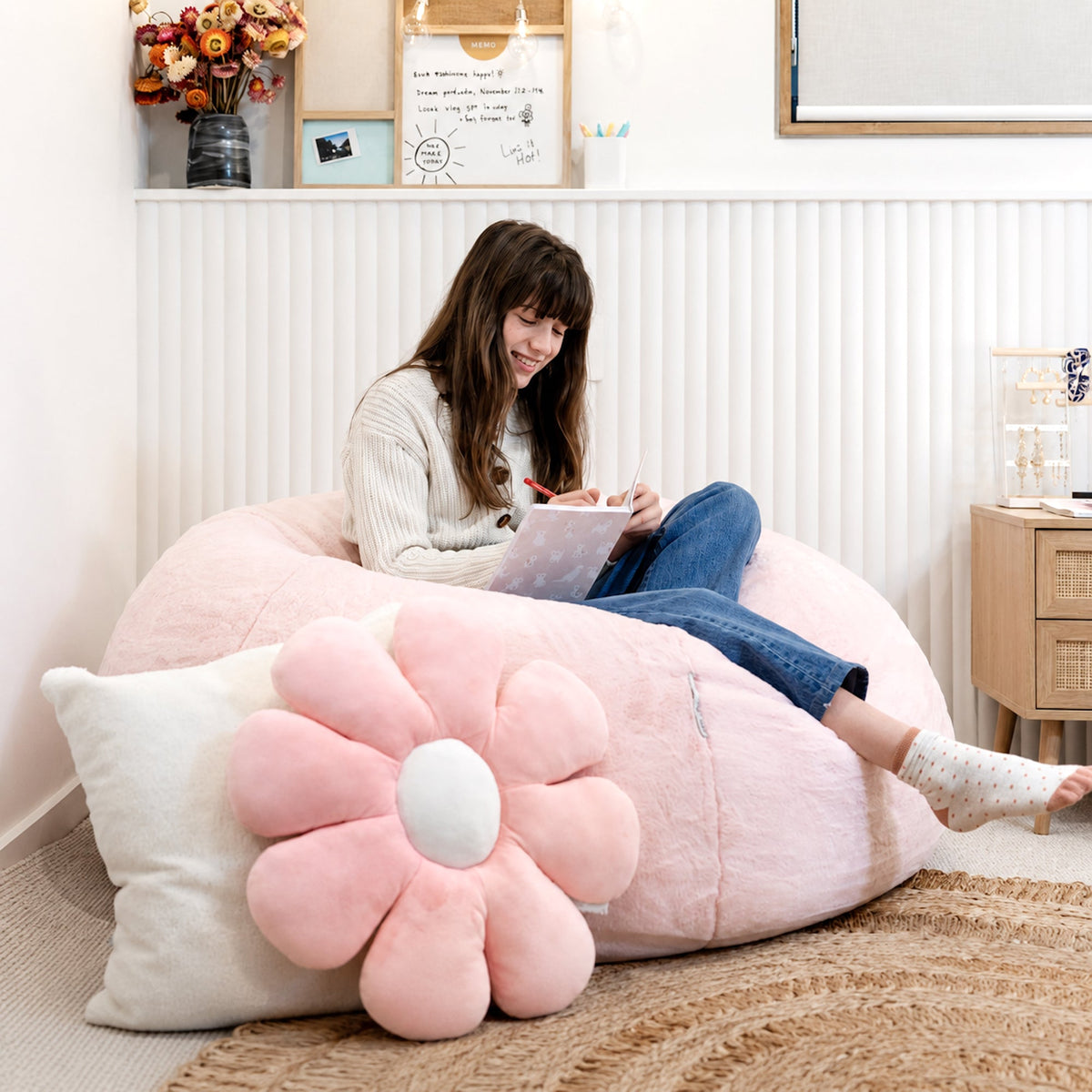 Cloud Plush Fur Bean Bag - Soft Pink