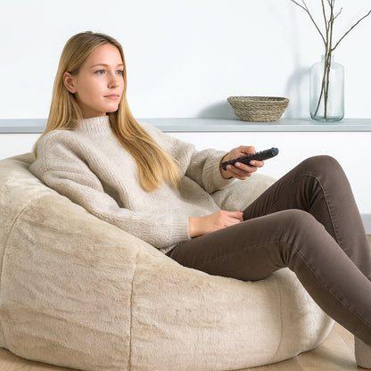 Cloud Plush Fur Bean Bag - Champagne Latte
