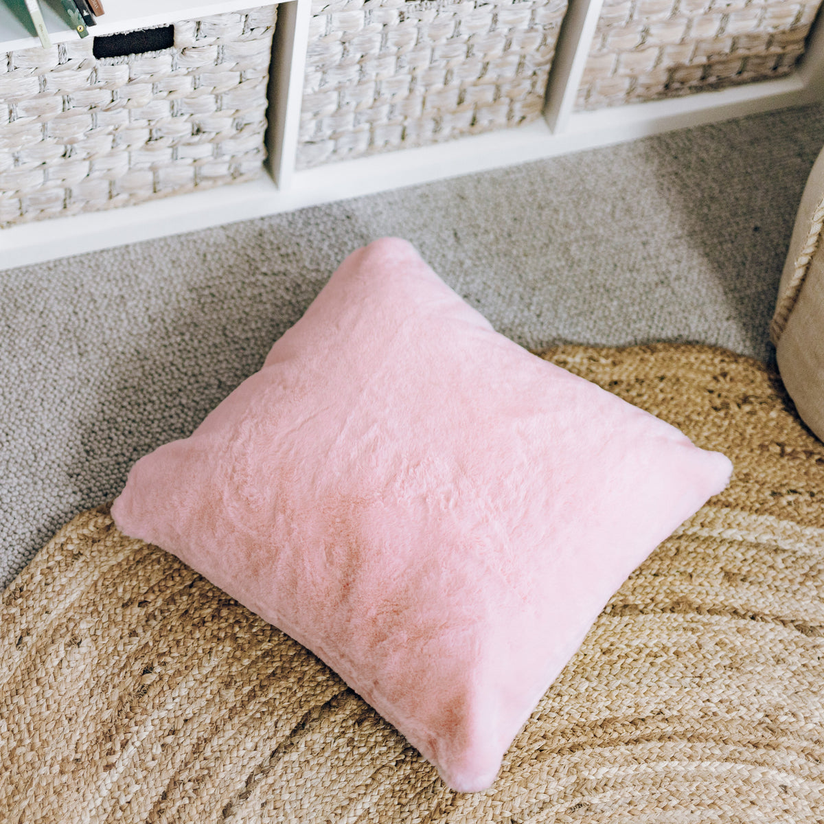 Cloud Plush Fur Cushion Cover with Insert - Soft Pink