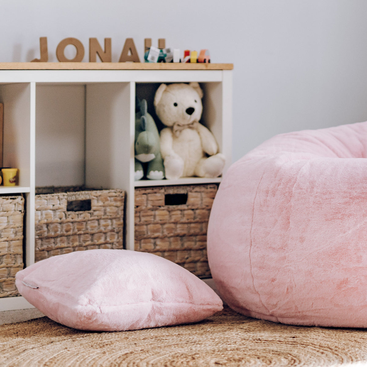 Cloud Plush Fur Cushion Cover with Insert - Soft Pink