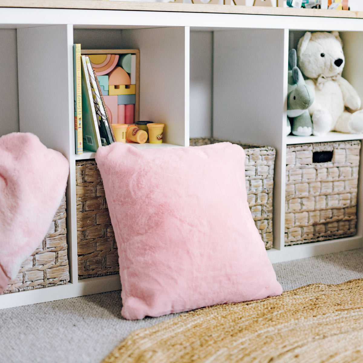 Cloud Plush Fur Cushion Cover with Insert - Soft Pink