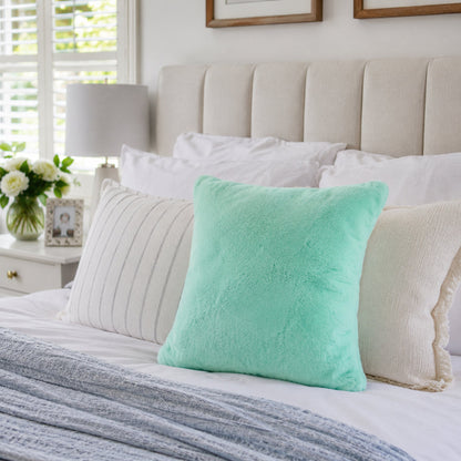 Cloud Plush Fur Cushion Cover with Insert - Turquoise