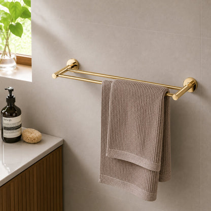 Reno Double Towel Rail - Polished Gold