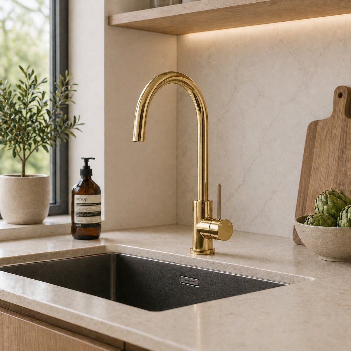 Reno Kitchen Mixer - Polished Gold