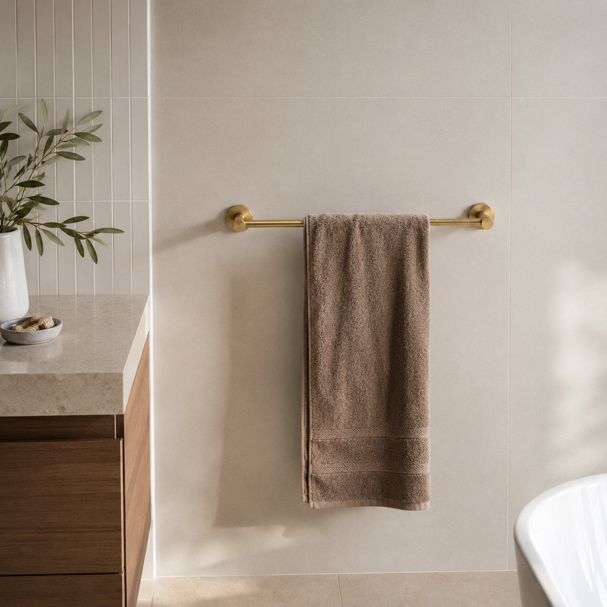 Reno Single Towel Rail - Polished Gold