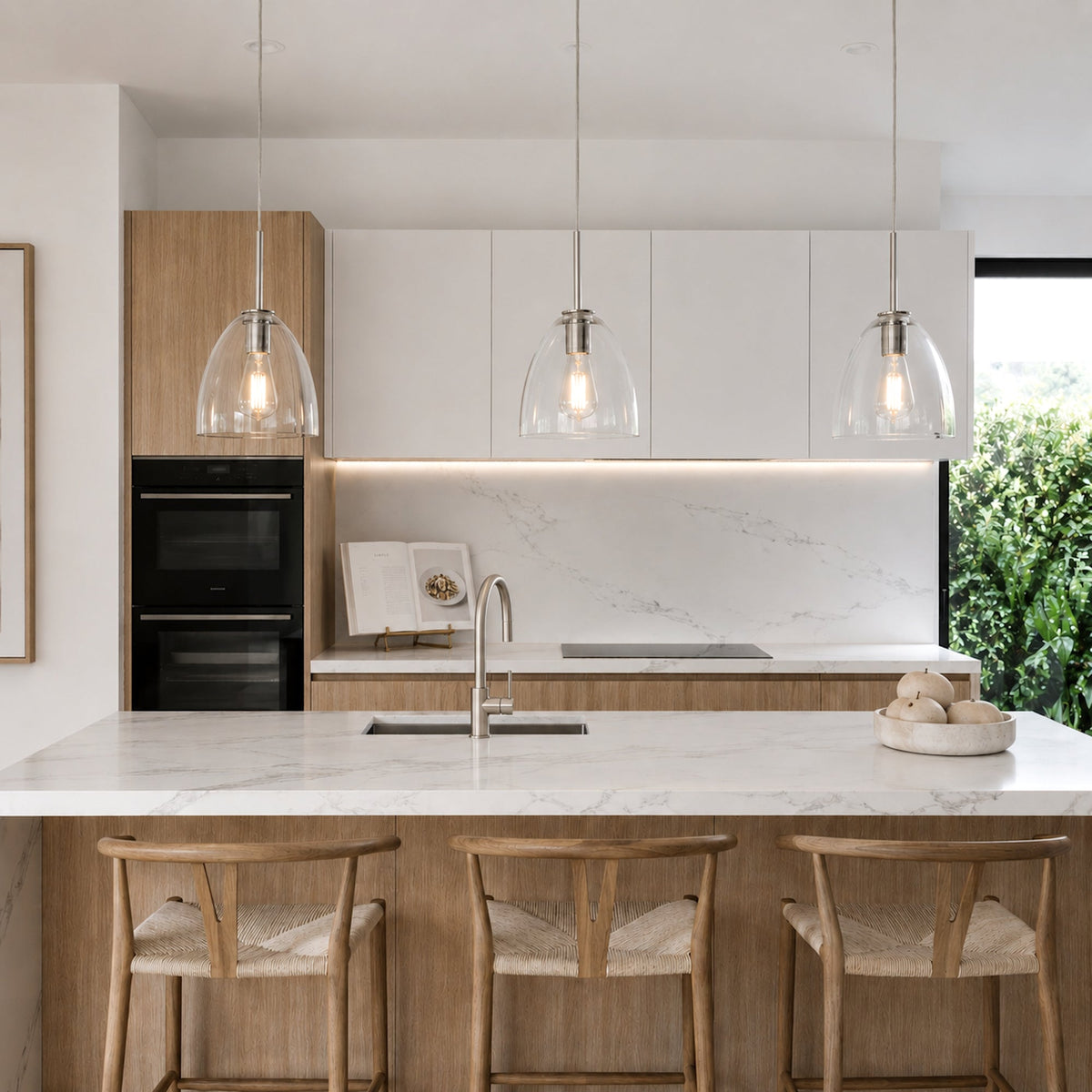 Preston Glass Pendant Light - Chrome