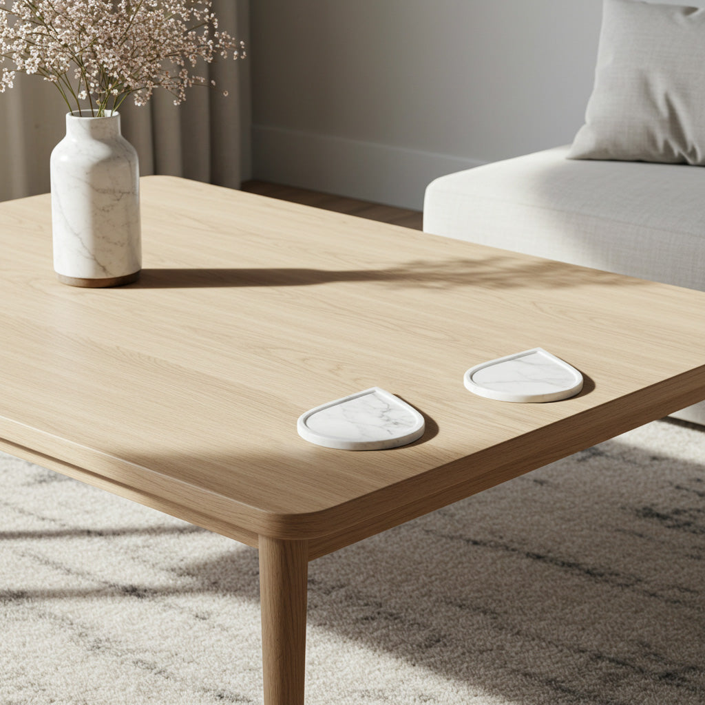 White Marble Raindrop Coaster Set