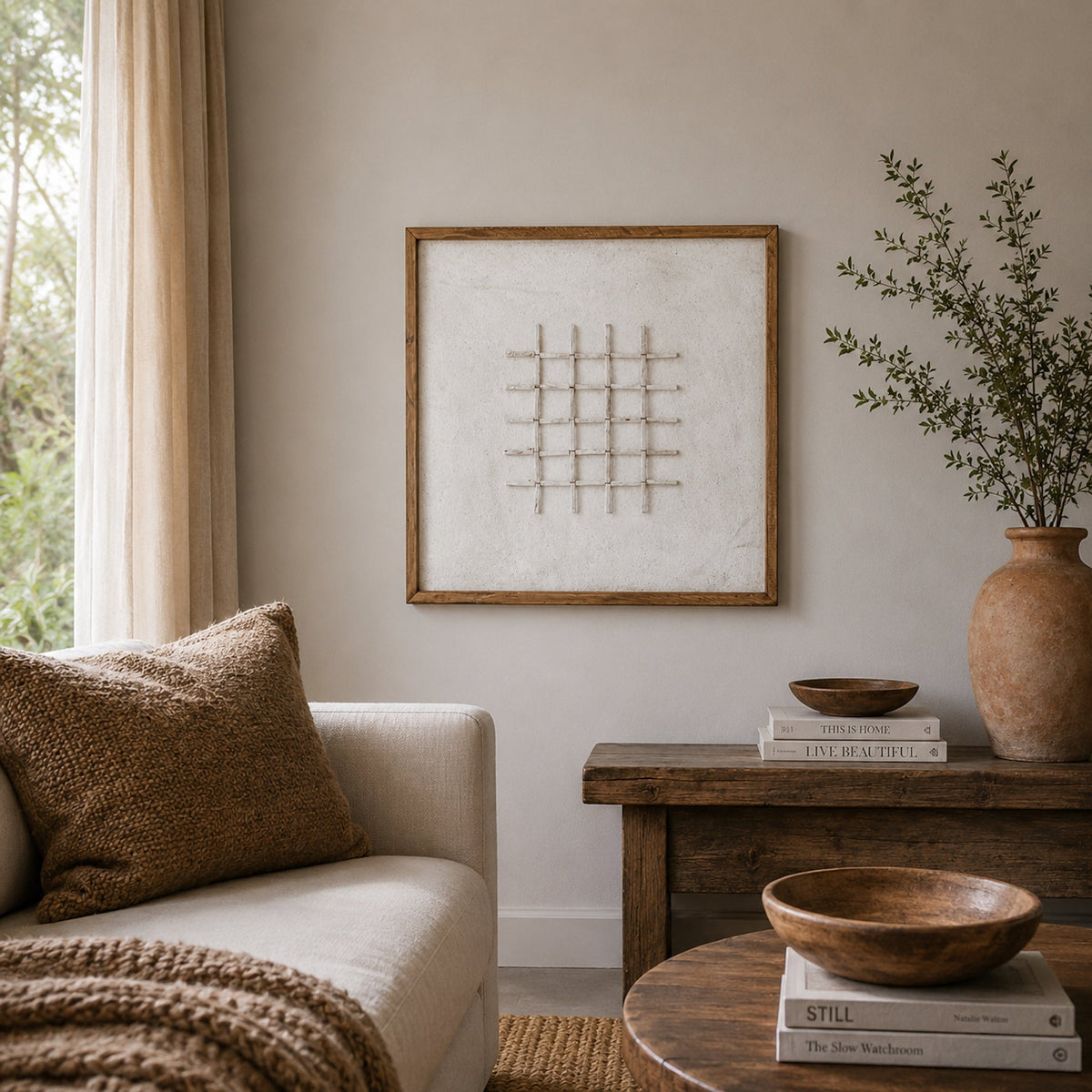 Rustic Reverie Light - Ready To Hang Wall Art - 62x62cm