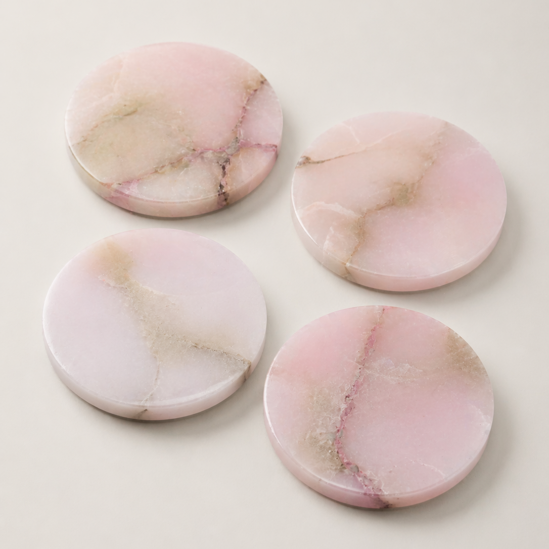 Pink Alabaster Coaster Set