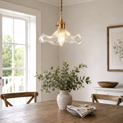 Jenna Vintage Scallop Edge Glass Pendant Light