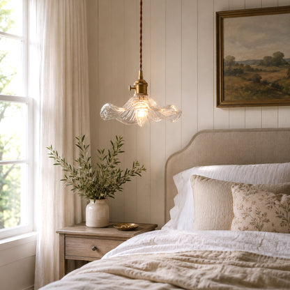 Jenna Vintage Scallop Edge Glass Pendant Light
