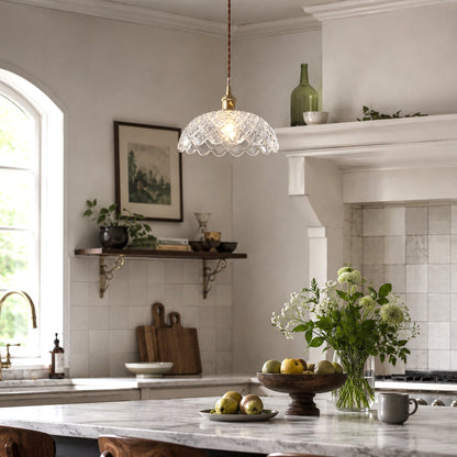 Isabel Vintage Scallop Edge Glass Pendant Light