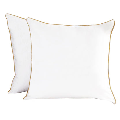 Plaza Collection White European Pillowcase Set - Gold Piping