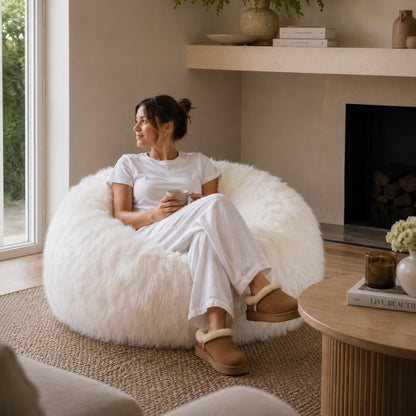 Lush Fur Bean Bag - White