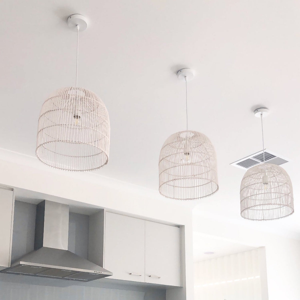 Siena Rattan Cane Pendant Light - Whitewash