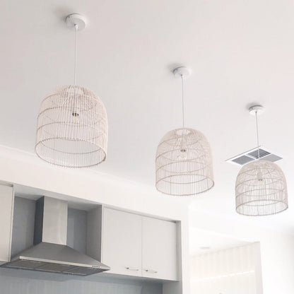 Siena Rattan Cane Pendant Light - Whitewash