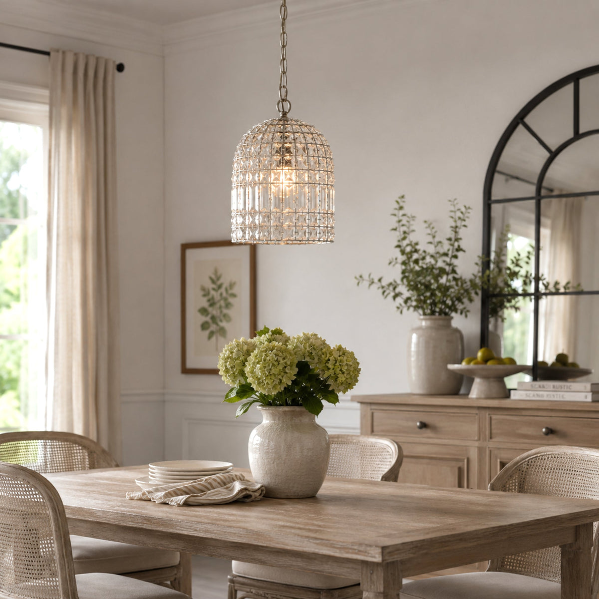 Whitney Dome Glass Crystal Chandelier - Chrome