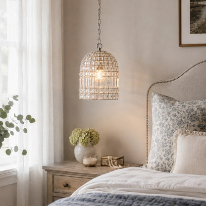 Whitney Dome Glass Crystal Chandelier - Chrome