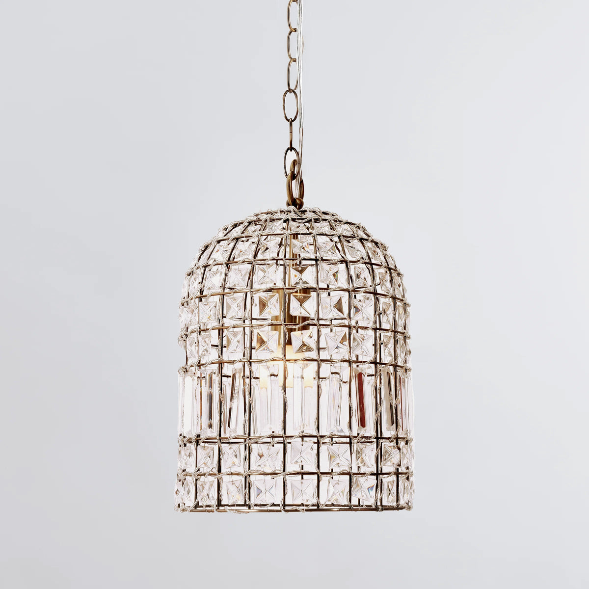 Whitney Dome Glass Crystal Chandelier - Brass