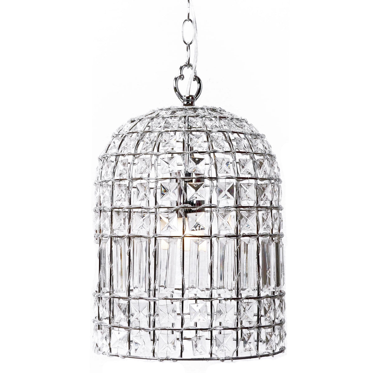 Whitney Dome Glass Crystal Chandelier - Chrome