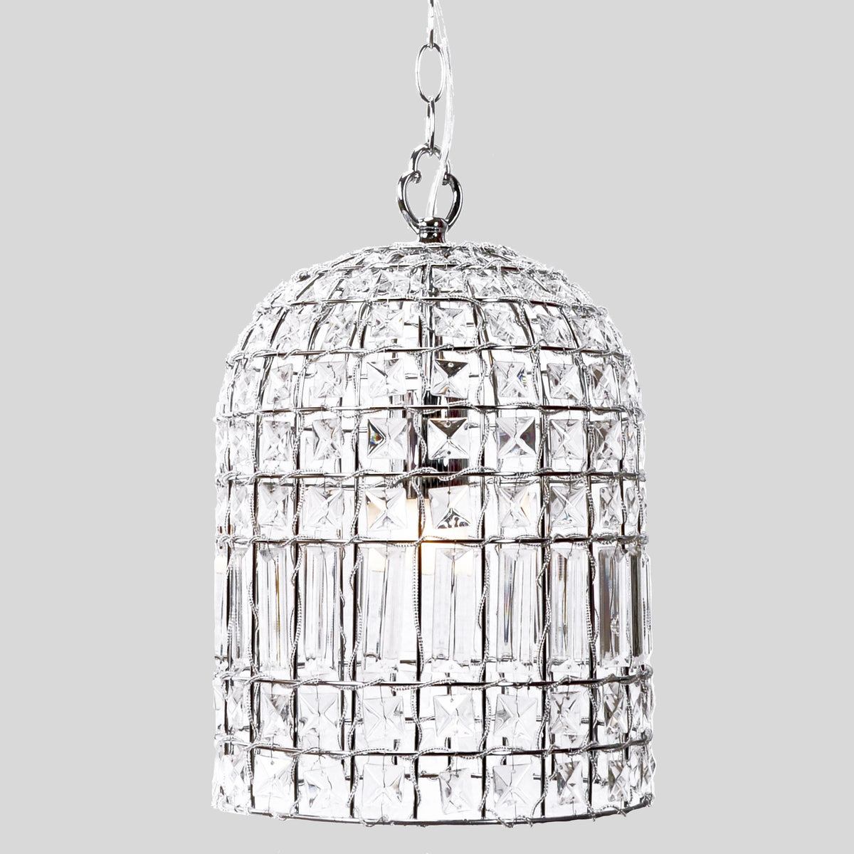 Whitney Dome Glass Crystal Chandelier - Chrome