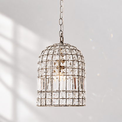 Whitney Dome Glass Crystal Chandelier - Brass