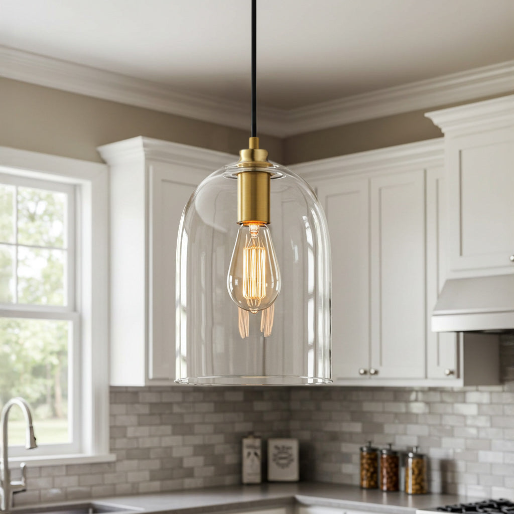 Willow Dome Glass Pendant Light - Gold