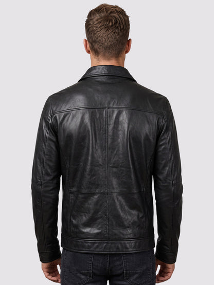 Black Leather Zipper Jacket